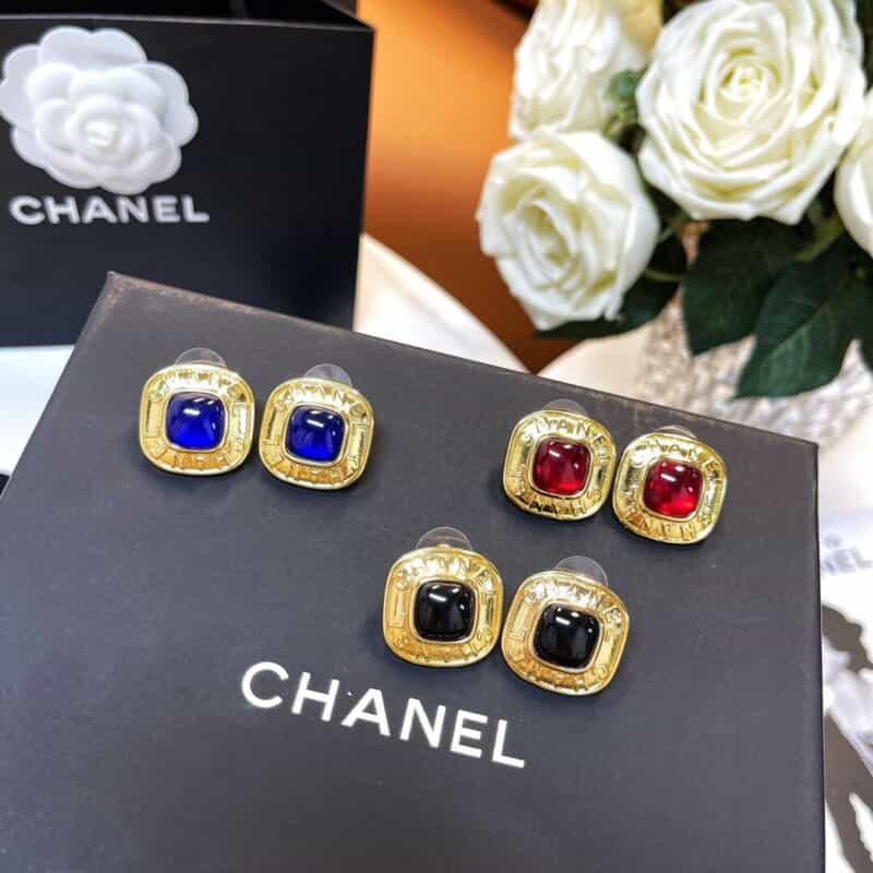 2021新款CHANEL香奈儿双c复古金色耳钉耳环