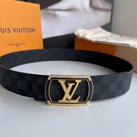 LV/路易威登   精钢字母方形树脂工艺镶嵌钻金属扣4.0cm腰带