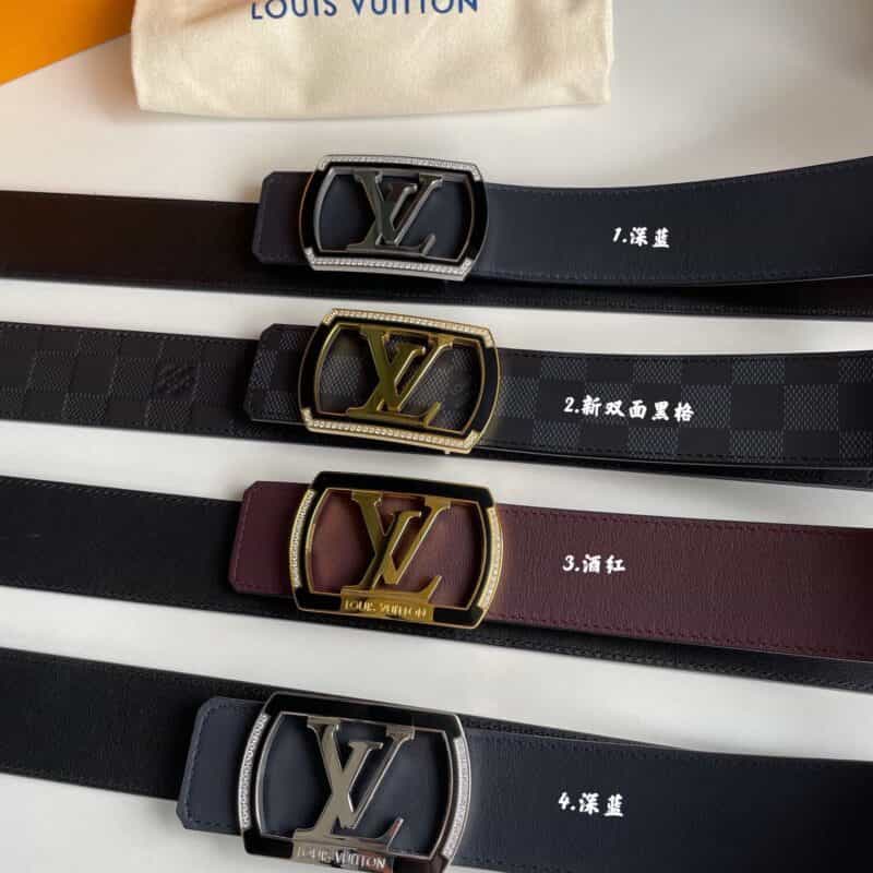 LV/路易威登   精钢字母方形树脂工艺镶嵌钻金属扣4.0cm腰带