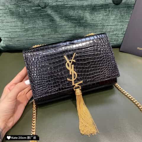 Saint laurent Ysl Kate 20 Bag 474366黑色鳄鱼纹金扣