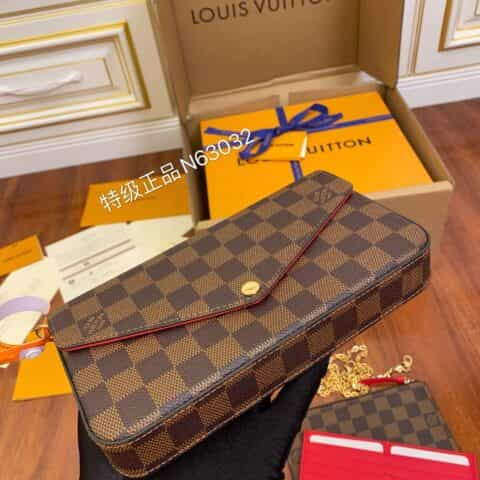 Louis Vuitton LV Félicie棋盘格三合一链条包 N63032