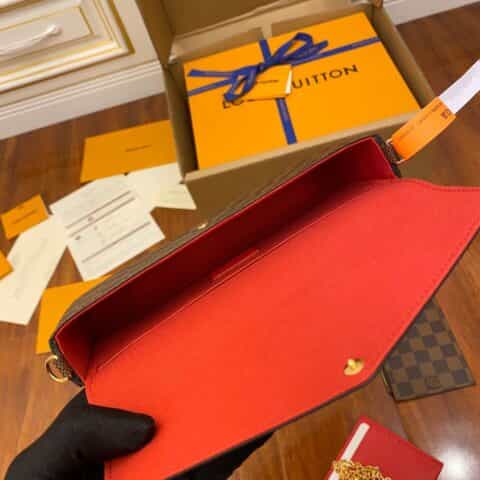Louis Vuitton LV Félicie棋盘格三合一链条包 N63032