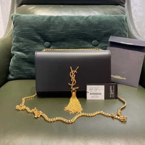 Saint laurent Ysl Kate 24经典款斜挎链条包 354119黑色平纹金扣
