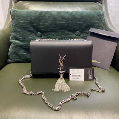 Saint laurent Ysl Kate 24经典款斜挎链条包 354119黑色平纹银扣