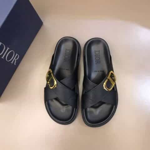 DIOR迪奥   内衬头层小牛皮高端男士拖鞋