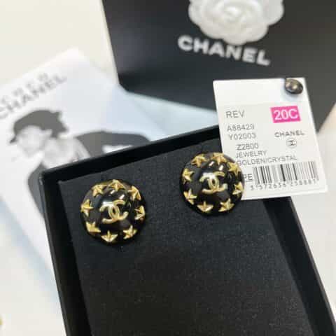 2021新款CHANEL香奈儿双c复古金色耳钉耳环