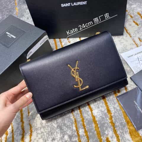 Saint laurent Ysl Kate 24cm 链条包 354021黑色金扣
