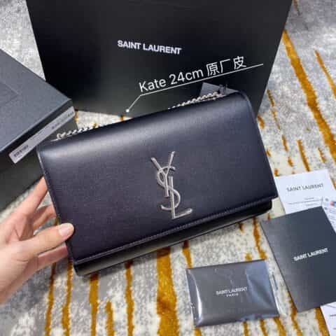 Saint laurent Ysl Kate 24cm 链条包 354021黑色银扣