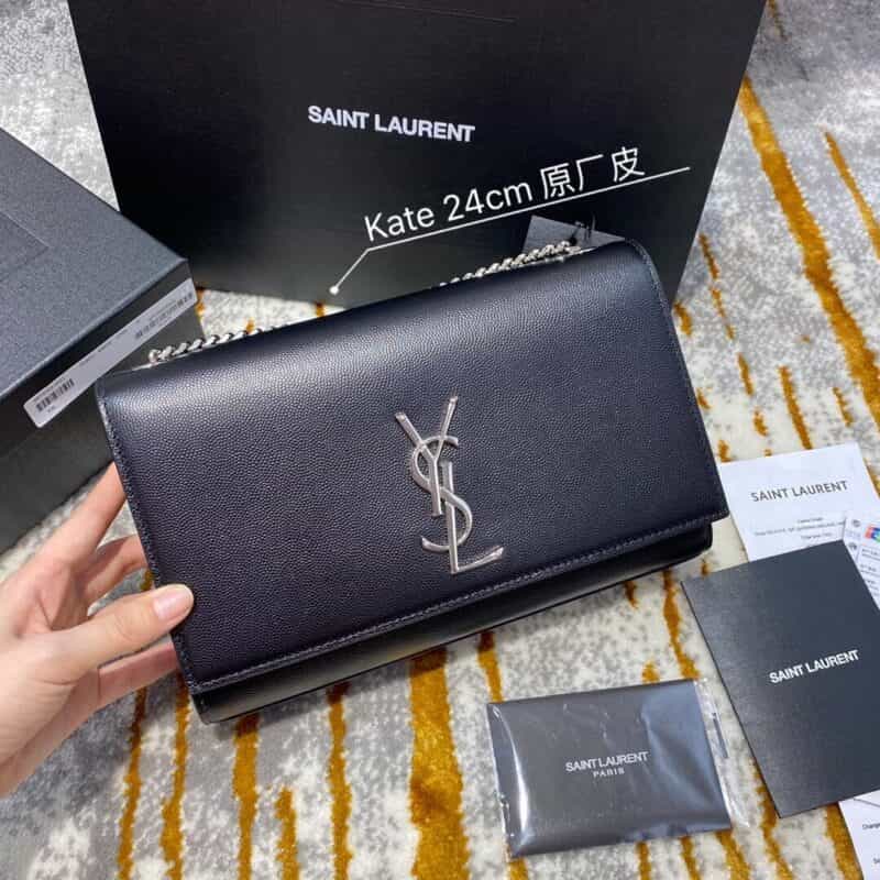 Saint laurent Ysl Kate 24cm 链条包 354021黑色银扣