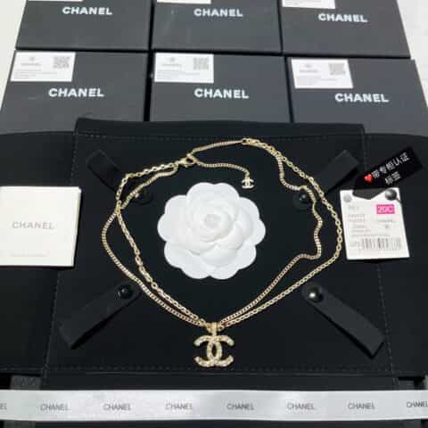 新款CHANEL香奈儿双c双层项链毛衣链