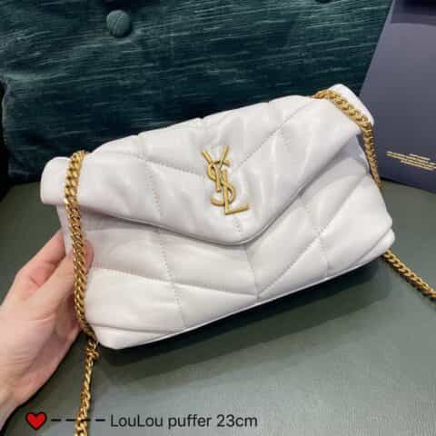 Saint laurent Ysl LouLou puffer bag 620333白色金扣
