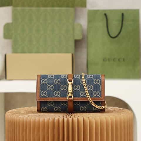 Gucci Jackie 1961 chain wallet Bag ‎652681牛仔蓝