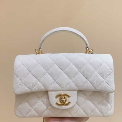 Chanel 经典之CF大mini带手腕版本 AS2431白色