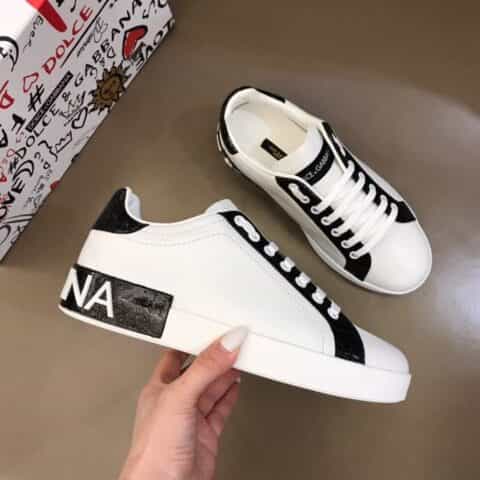 D&G杜嘉班纳   进口原版小牛皮拼接科技布面精品男士休闲运动鞋