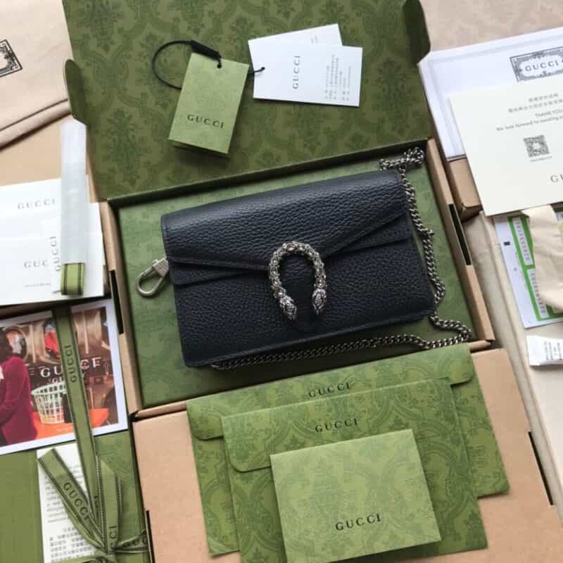 Gucci Dionysus真皮链条超迷你斜挎包 476430黑色全皮