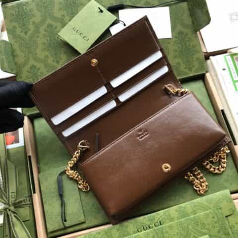 Gucci 1955马衔扣卡链条包 621892 帆布/棕皮