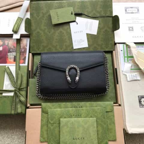 Gucci 真皮链式迷你手袋/钱包 401231 黑色全皮