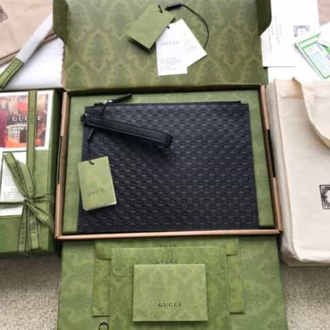 Gucci 印花标志性小花手拿包 544477黑色全皮