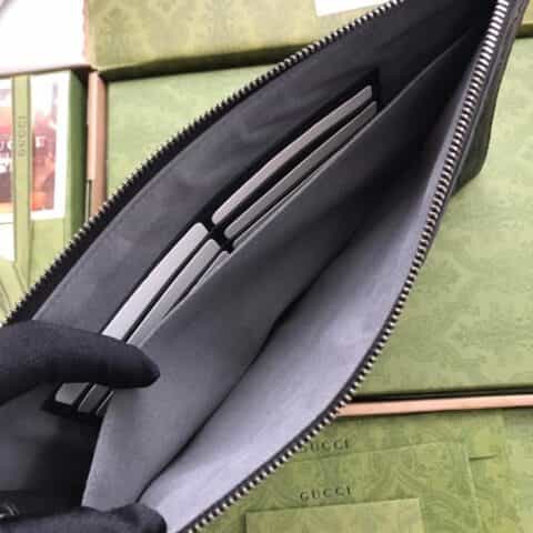 Gucci 进口牛皮手拿包 473950黑压全皮