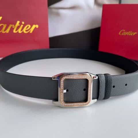 卡地亚Cartier   精钢镶嵌钻针式扣搭配头层牛皮3.5cm腰带