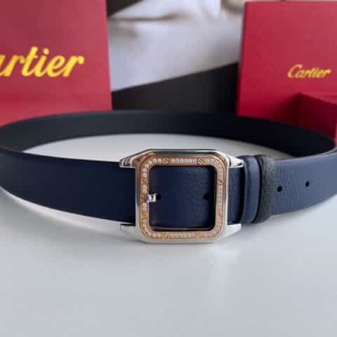卡地亚Cartier   精钢镶嵌钻针式扣搭配头层牛皮3.5cm腰带