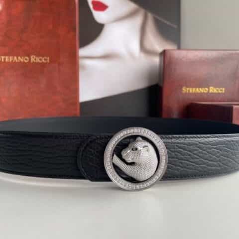 Stefano  Ricci（史蒂芬劳.尼治)进口牛皮精仿鳄鱼皮男士腰带宽度3.8cm