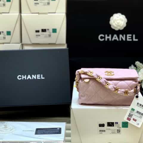 Chanel 2021春夏新款small hobo bag流浪包 AS2479粉色