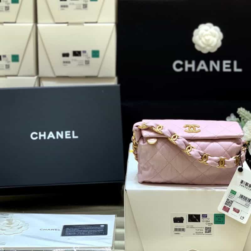 Chanel 2021春夏新款small hobo bag流浪包 AS2479粉色