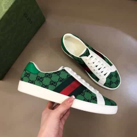 Gucci古驰    经典双G字母交织图案G家经典彩色帆布小白鞋
