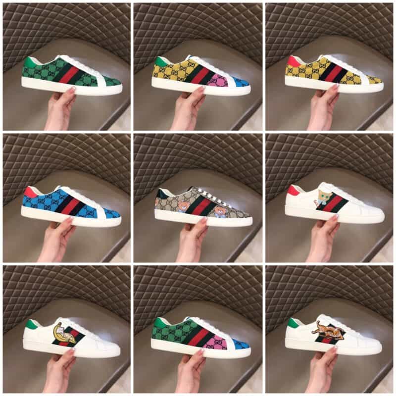 Gucci古驰    经典双G字母交织图案G家经典彩色帆布小白鞋