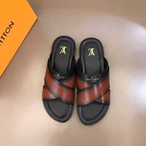 LV/路易威登    进口厚实牛皮大底高端真皮大底男士拖鞋