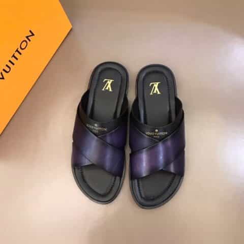 LV/路易威登    进口厚实牛皮大底高端真皮大底男士拖鞋