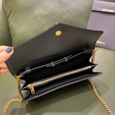 Saint laurent Ysl Monogram Woc链条包 377828黑色鱼子酱金扣