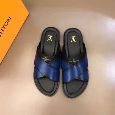 LV/路易威登    进口厚实牛皮大底高端真皮大底男士拖鞋