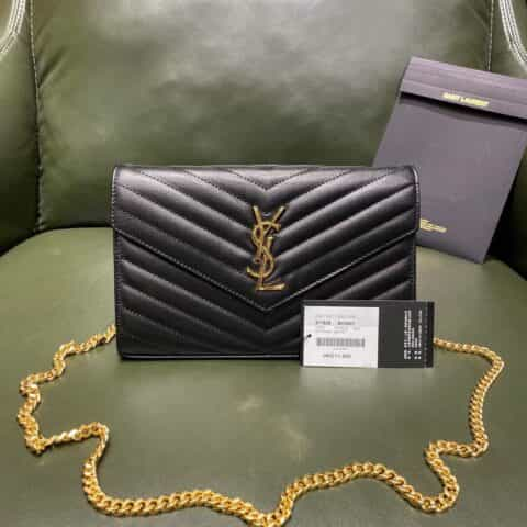 Saint laurent Ysl Monogram Woc链条包 377828黑色鱼子酱金扣