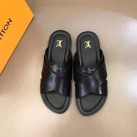 LV/路易威登    进口厚实牛皮大底高端真皮大底男士拖鞋