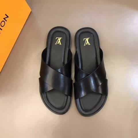 LV/路易威登   进口头层高端真皮大底男士拖鞋