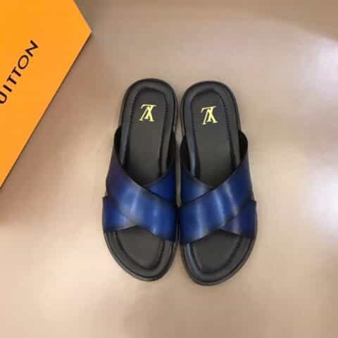 LV/路易威登   进口头层高端真皮大底男士拖鞋