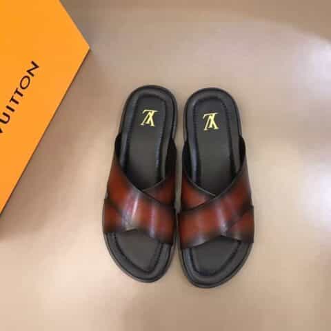 LV/路易威登   进口头层高端真皮大底男士拖鞋