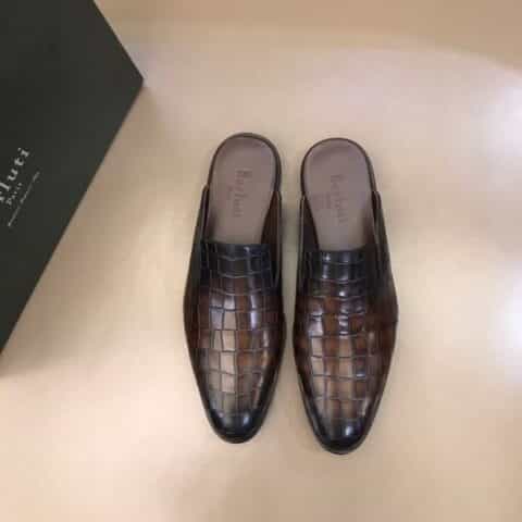 Berluti伯鲁提   进口头层牛皮高端男士半拖