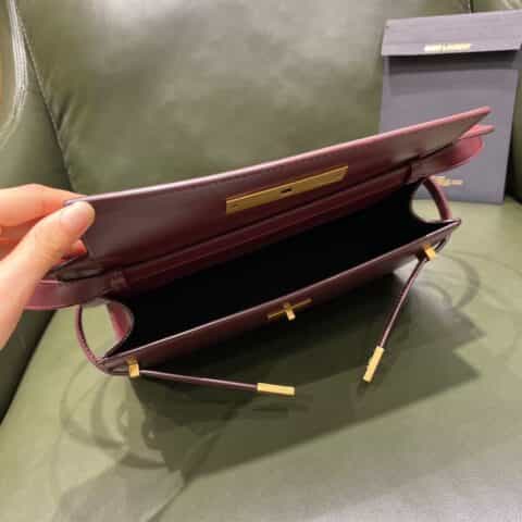 Saint laurent Ysl Manhattan酒红牙签纹曼哈顿法棍包579271
