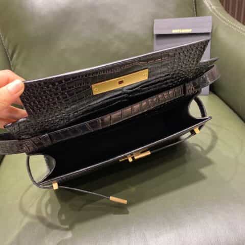 Saint laurent Ysl Manhattan曼哈顿法棍包 579271黑色鳄鱼纹金扣