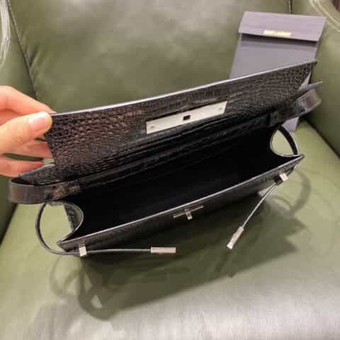 Saint laurent Ysl Manhattan曼哈顿法棍包 579271黑色鳄鱼纹银扣