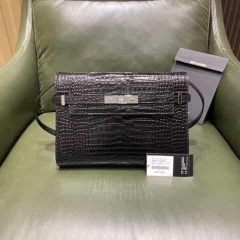 Saint laurent Ysl Manhattan曼哈顿法棍包 579271黑色鳄鱼纹银扣
