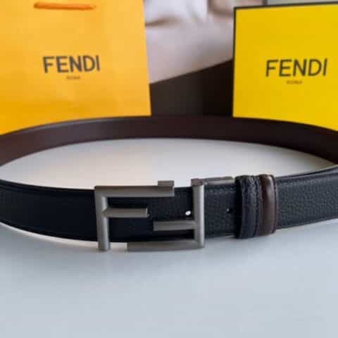 FENDI芬迪   FF徽标精湛工艺金属扣头层牛皮腰带3.5cm