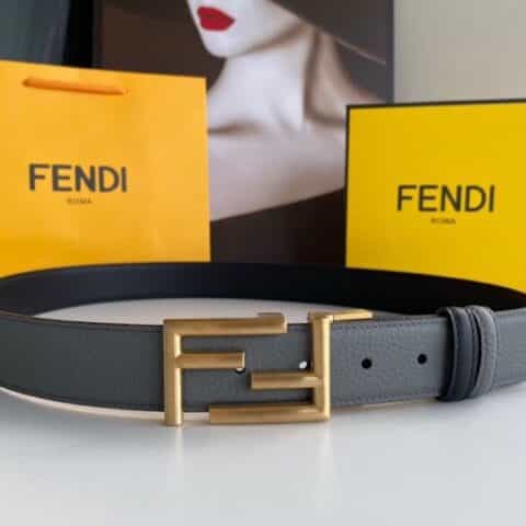FENDI芬迪   FF徽标精湛工艺金属扣头层牛皮腰带3.5cm