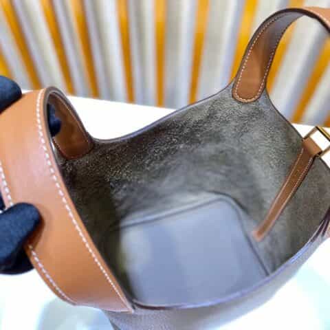 Hermès Picotin 18cm clemence皮 菜篮子 大象灰拼手挽金棕/金扣