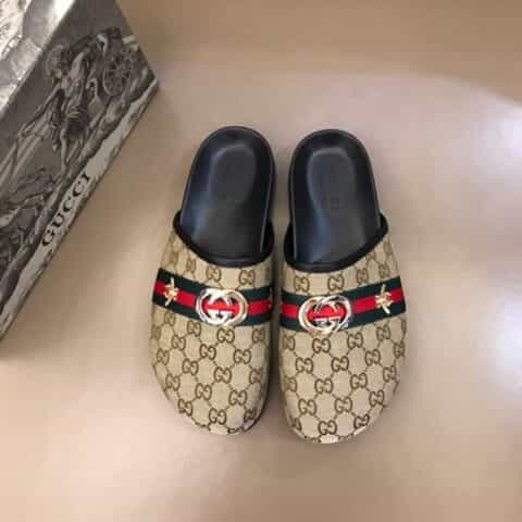 Gucci古驰   进口毛呢材质G家夏季男士沙滩拖鞋