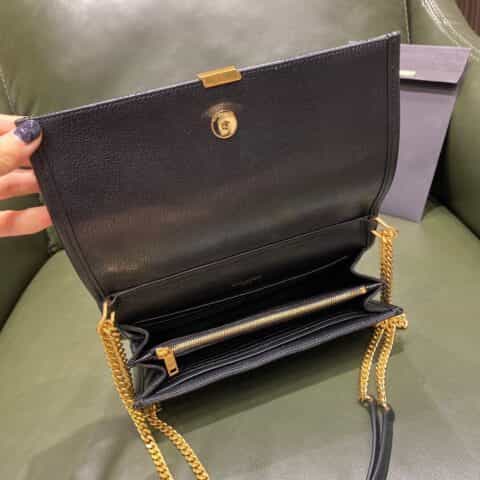 Saint laurent Ysl Becky菱形绗缝小羊皮链条包 585031黑色