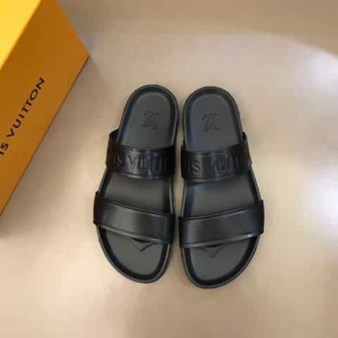 LV/路易威登  头层牛皮材质L 牌奢品男士拖鞋